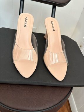 Abound Blush Pointed Toe Mules with Clear Strap